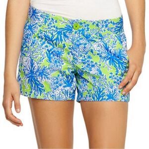 Lilly Pulitzer Women’s Blue Green The Walsh Short Biggest Fan Shorts Size 2